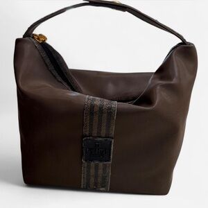 Fendi Complemento brown nylon cosmetic pouch